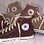 Brown High Top Chucks  Inside patch views of chocolate, taupe, and flint khaki high tops.