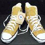 Brown High Top Chucks  New camel suede high tops with tag, top view.