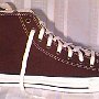Brown High Top Chucks  Right side view of made in USA chocolate brown high top chucks.
