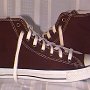 Brown High Top Chucks  Outside views of made in USA chocolate brown high top chucks.