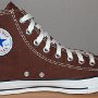 Brown High Top Chucks  Inside patch view of a left chocolate brown high top.