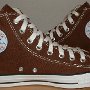 Brown High Top Chucks  Inside patch views of chocolate brown high tops.