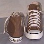 Brown High Top Chucks  Taupe high tops, front and rear views.