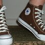 Brown High Top Chucks  Wearing chocolate brown high tops, front view shot 7.