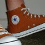 Brown High Top Chucks  Wearing Sienna brown high tops, right side view 1.
