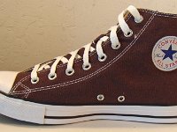 Burnt Umber High Top Chucks  Inside patch view of a right burnt umber high top.