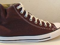 Burnt Umber High Top Chucks  Outside view of a right burnt umber high top.