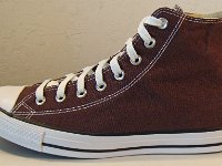 Burnt Umber High Top Chucks  Outside view of a left burnt umber high top.