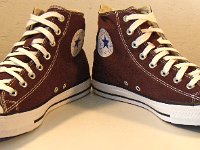 Burnt Umber High Top Chucks  Angled front view of burnt umber high tops.