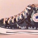 Camouflage Chucks  Right blue camouflage high top, inside view.