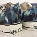 Camouflage Chucks  Blue camouflage low cuts, rear view.