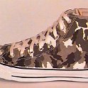 Camouflage Chucks  Left brown camouflage high top, outside view.