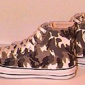 Camouflage Chucks  Brown camouflage high tops, side view.