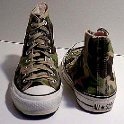 Camouflage Chucks  Green camouflage high tops, front and rear views.