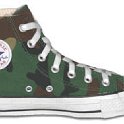 Camouflage Chucks  Inside patch view of a left green camouflage high top.