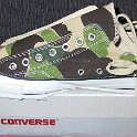 Camouflage Chucks  New green vintage camouflage low cut, side view.