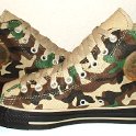 Camouflage Chucks  Inside patch views of olive green camouflage high tops.