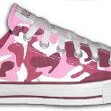 Camouflage Chucks  Side view of a right pink camouflage low cut.