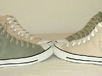 Cargo High Top Chucks  Olive green and khaki cargo high tops, side pocket view.