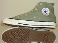 Cargo High Top Chucks  Olive green cargo high tops, right inside view and left sole view.