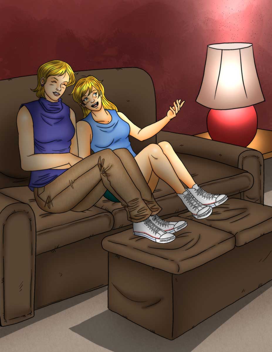 Mother and daughter talking