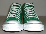 Celtic Green HIgh Top Chucks  Front view of celtic green high top chucks.