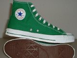 Celtic Green HIgh Top Chucks  Inside patch and sole views of celtic green high top chucks.