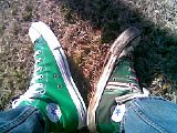 Celtic Green HIgh Top Chucks  Old vs. new green chucks, shot 2.