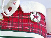 Christmas High Top Chucks  Close up of the inside patch for plaid infant/toddler high top chucks. Santa is an All Star.