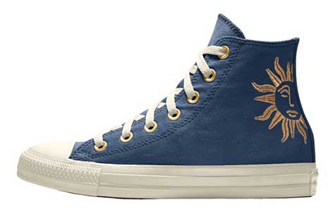 Embroidered blue high top chuck