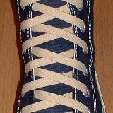Natural Classic Laces  Navy blue high top with natural laces.