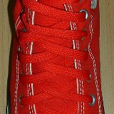 Red Classic Shoelaces  Red high top with red laces.