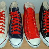 Red Classic Shoelaces  Core color high top chucks with red laces.