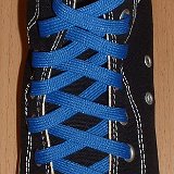 Royal Blue Classic Shoelaces  Black high top with royal blue laces.