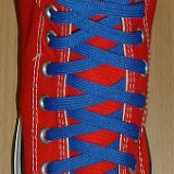 Royal Blue Classic Laces  Red high top with royal blue laces.