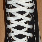 White Classic Shoelaces  Black high top with white laces.