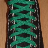 Kelly Green Classic Shoelaces  Black high top with Kelly Green laces.