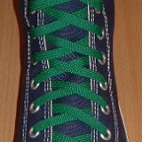 Kelly Green Classic Shoelaces  Navy blue high top with Kelly Green laces.