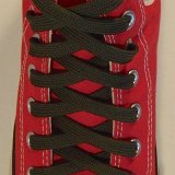 Hunter Green Classic Shoelaces  Red high top with hunter green shoelaces.