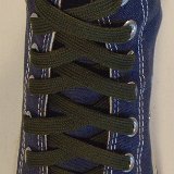 Hunter Green Classic Shoelaces  Navy blue high top with hunter green shoelaces.