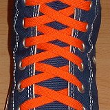 Orange Classic Shoelaces  Navy blue high top with orange laces.