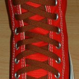 Rust Classic Shoelaces  Red high top with rust laces.