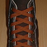 Rust Classic Shoelaces  Chocolate brown high top with rust laces.