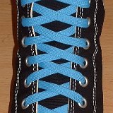 Sky Blue Classic Shoelaces  Black high top with sky blue laces.