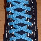 Sky Blue Classic Shoelaces  Navy blue high top with sky blue laces.