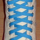 Sky Blue Classic Shoelaces  Natural white high top with sky blue laces.