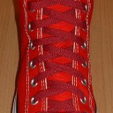 Classic Cardinal Red Shoelaces  Red high top with cardinal red laces.