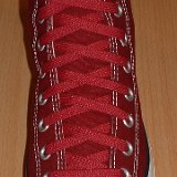 Classic Cardinal Red Shoelaces  Maroon high top with cardinal red laces.