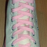 Classic Pink Shoelaces  Natural white high top with pink laces.