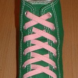 Classic Pink Shoelaces  Celtic green high top with pink laces.